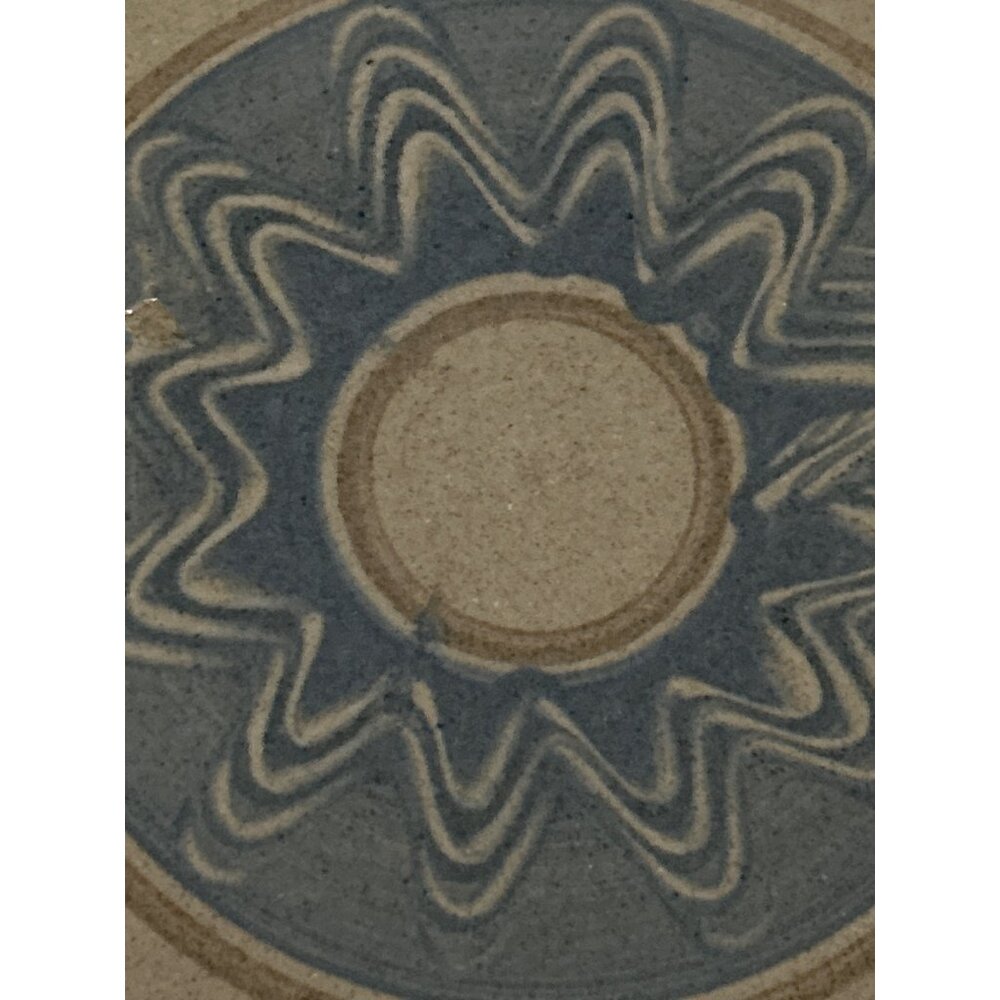 Vintage Jugtown Ware 1995 Stoneware Trivet With Blue & Beige Zigzag Pattern - Picture 2 of 6